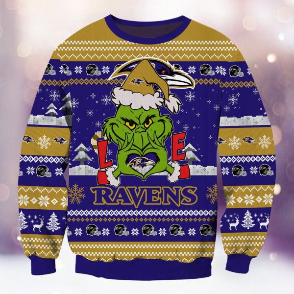 Baltimore Ravens Grinch Love Knitted Sweater