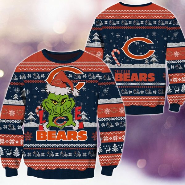 Chicago Bears Grinch Love Knitted Sweater