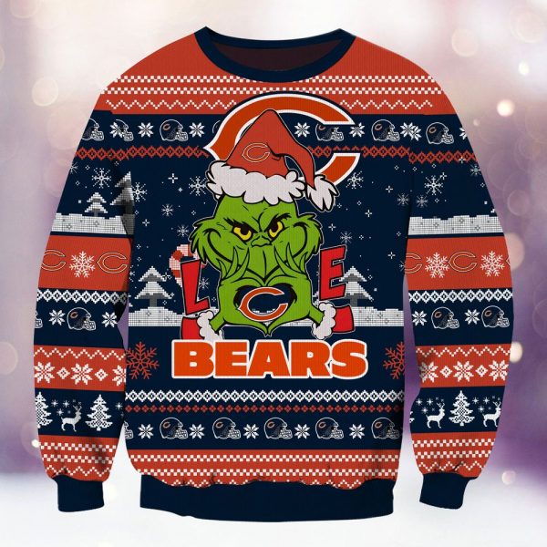 Chicago Bears Grinch Love Knitted Sweater