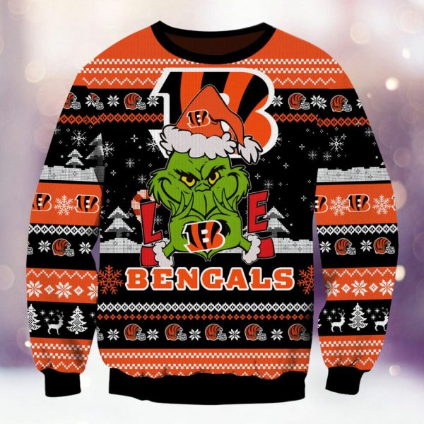 Cincinnati Bengals Grinch Love Knitted Sweater