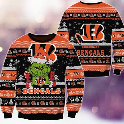 Cincinnati Bengals Grinch Love Knitted Sweater