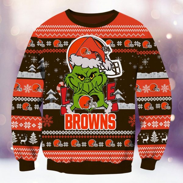 Cleveland Browns Grinch Love Knitted Sweater