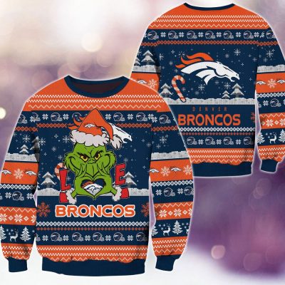 Denver Broncos Grinch Love Knitted Sweater