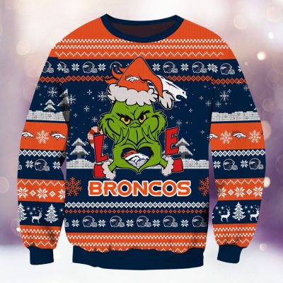 Denver Broncos Grinch Love Knitted Sweater