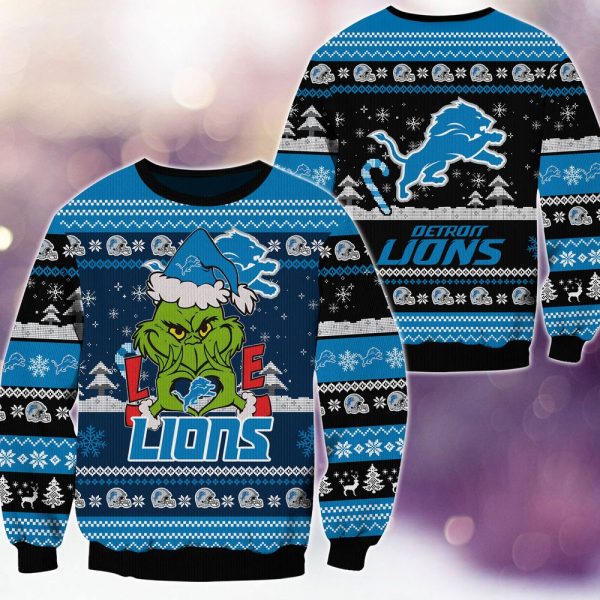 Detroit Lions Grinch Love Knitted Sweater