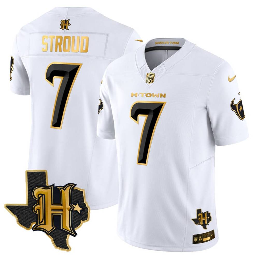 Houston Texans Texas Patch H-Town White Football Jersey Houston Texans Texas Patch H-Town White Football Jersey
