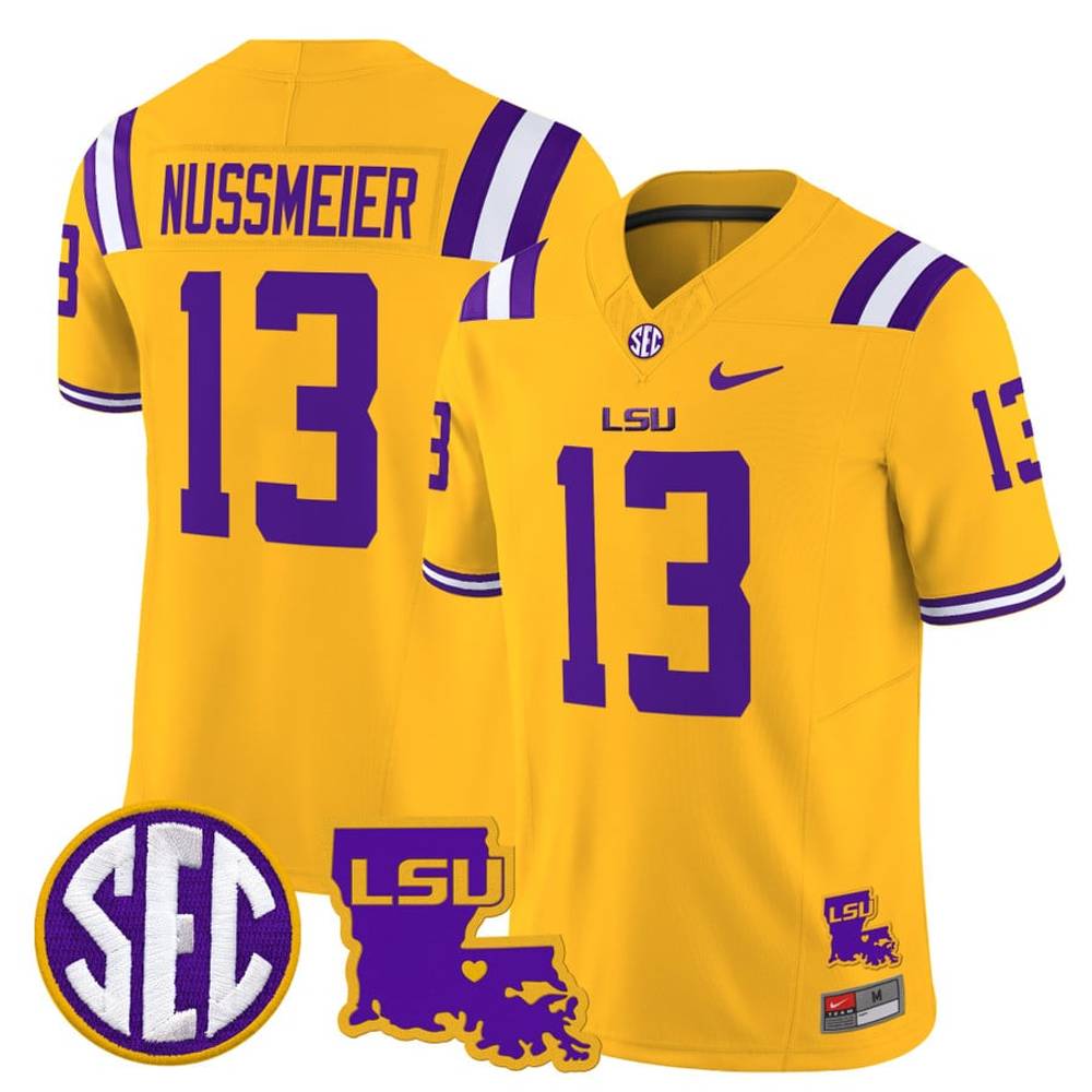 LSU Tigers Louisiana Patch Gold Jersey LSU Tigers Louisiana Patch Gold Jersey
