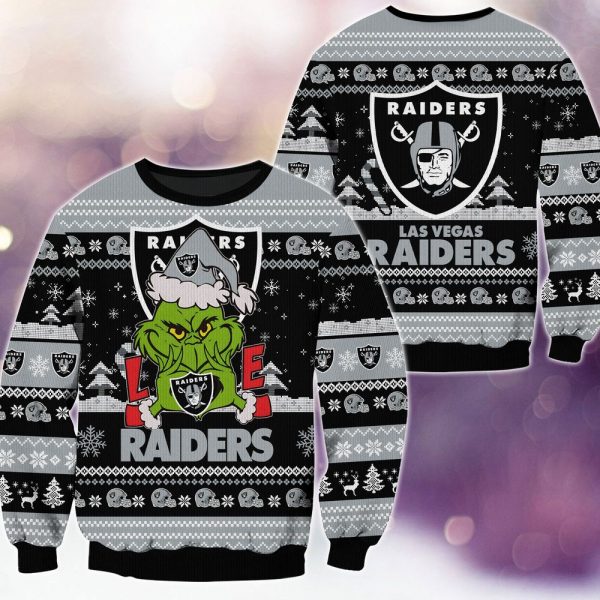 Las Vegas Raiders Grinch Love Knitted Sweater