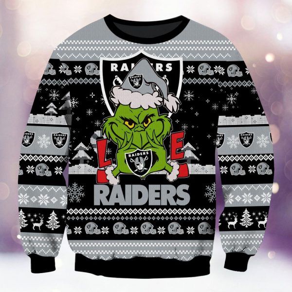 Las Vegas Raiders Grinch Love Knitted Sweater