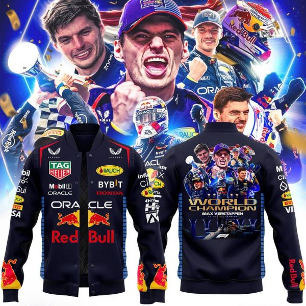 Max Verstappen World Champion 2024 4X World Champions Button Baseball Jacket