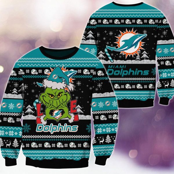 Miami Dolphins Grinch Love Knitted Sweater