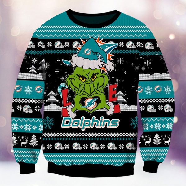 Miami Dolphins Grinch Love Knitted Sweater