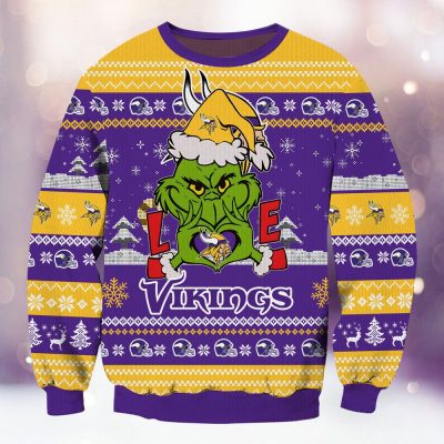 Minnesota Vikings Grinch Love Knitted Sweater