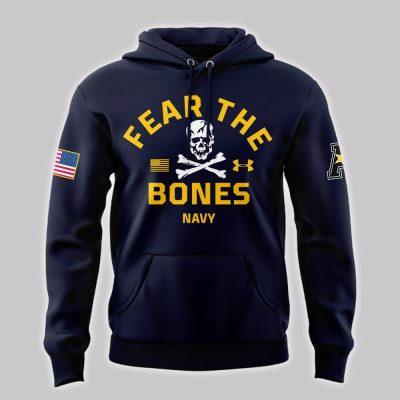 Navy Midshipmen Fear The Bones Badge Navy Hoodie