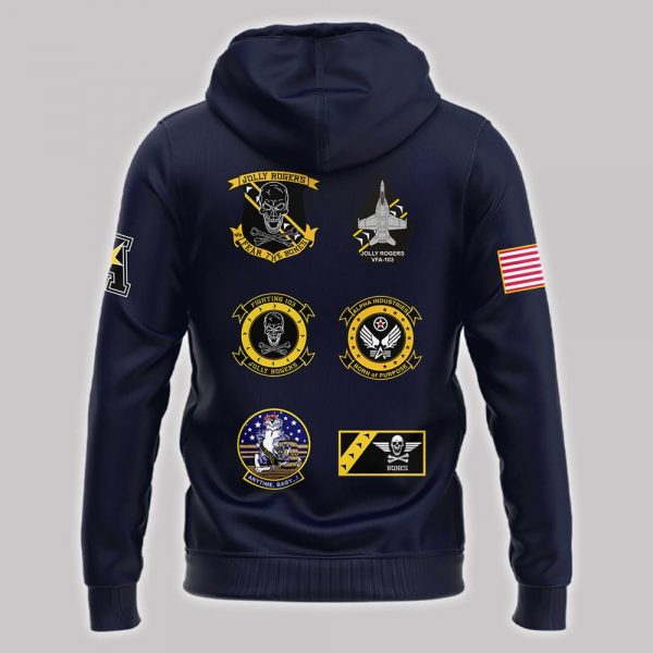 Navy Midshipmen Fear The Bones Badge Navy Hoodie