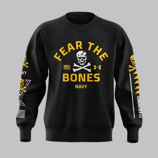 Navy Midshipmen Fear The Bones Jolly Rogers Black Sweatshirt