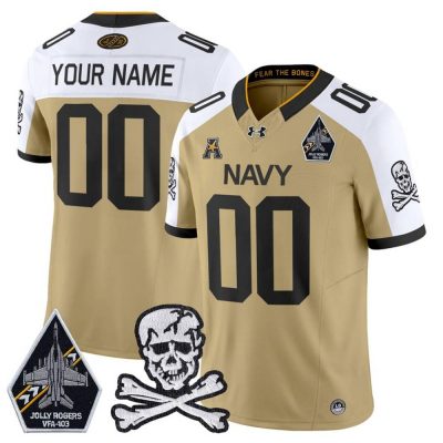 Navy Midshipmen Fear The Bones Jolly Rogers Gold Jersey