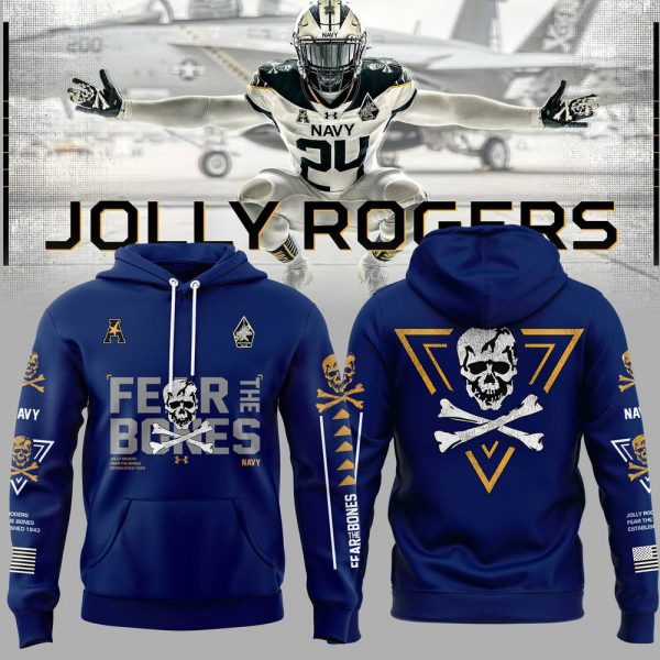 Navy Midshipmen Fear The Bones Jolly Rogers Navy Hoodie Pants Cap