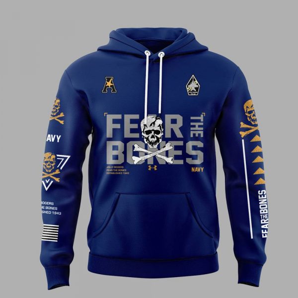 Navy Midshipmen Fear The Bones Jolly Rogers Navy Hoodie Pants Cap