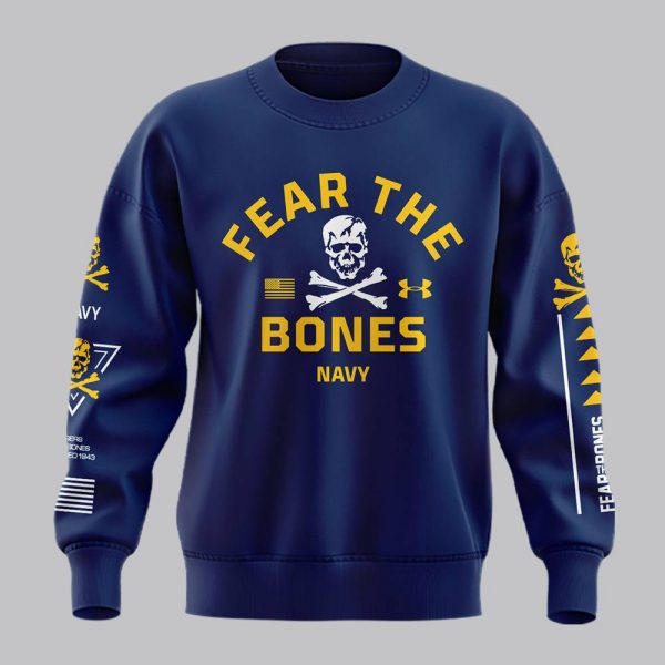 Navy Midshipmen Fear The Bones Jolly Rogers Navy Sweatshirt