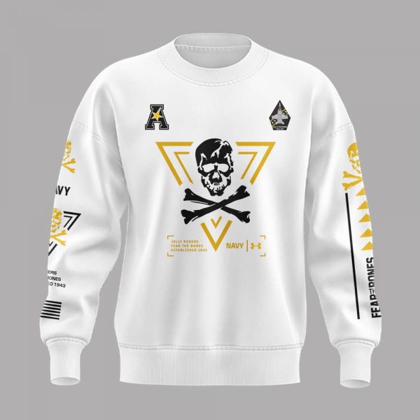 Navy Midshipmen Fear The Bones Jolly Rogers White Sweatshirt