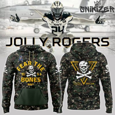 Navy Midshipmen Honoring Jolly Rogers Fear The Bones Camo Hoodie