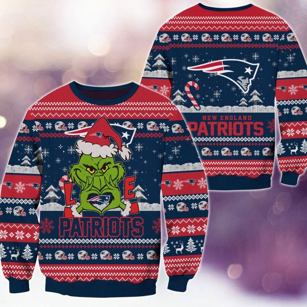 New England Patriots Grinch Love Knitted Sweater