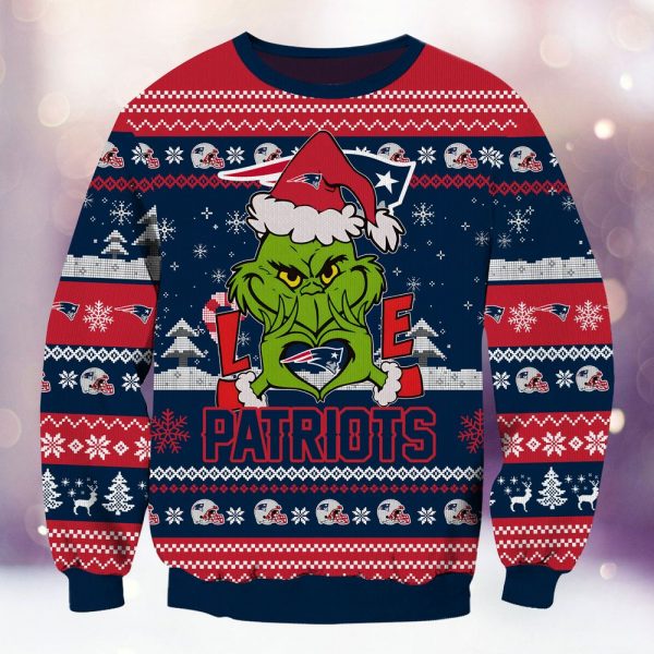 New England Patriots Grinch Love Knitted Sweater