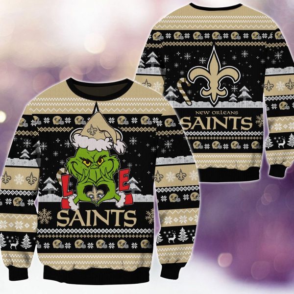 New Orleans Saints Grinch Love Knitted Sweater