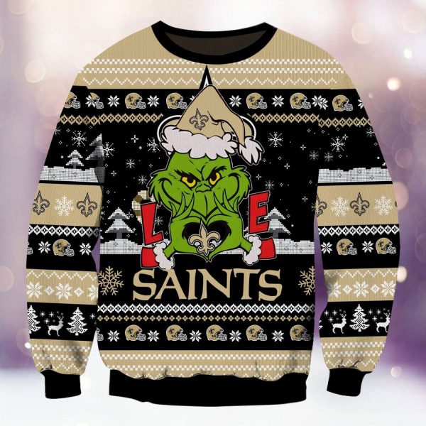 New Orleans Saints Grinch Love Knitted Sweater