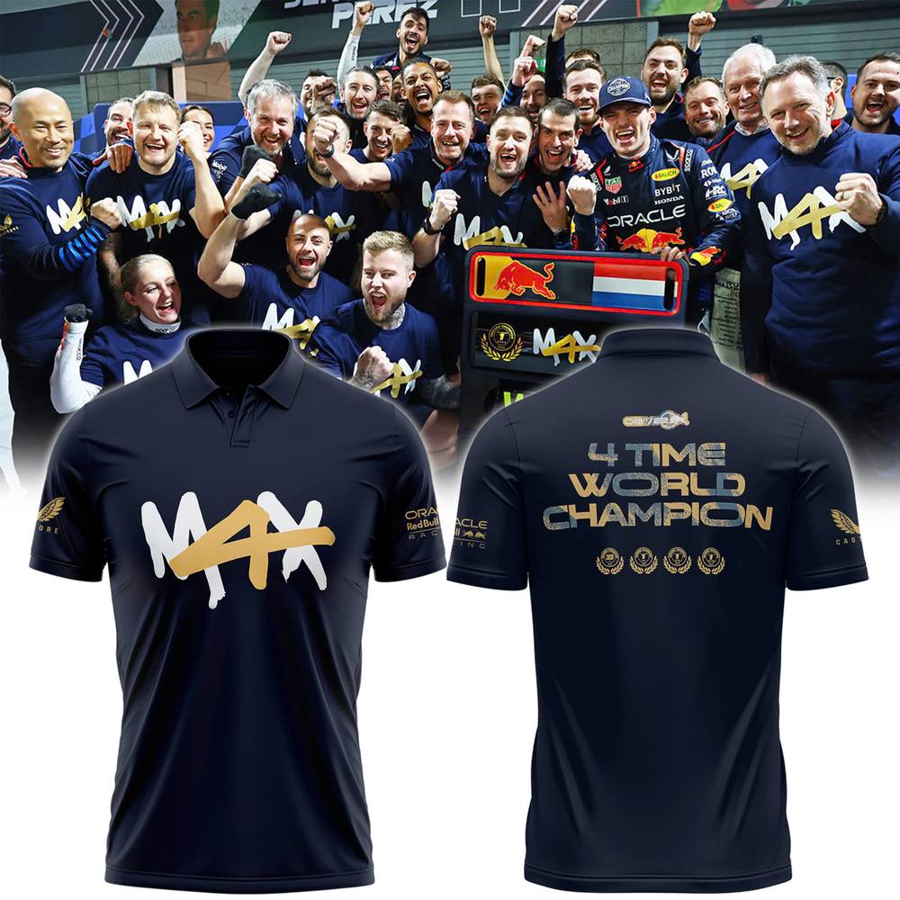 Red Bull Racing 2024 World Champion Winner Max Verstappen Polo Shirt Red Bull Racing 2024 World Champion Winner Max Verstappen Polo Shirt