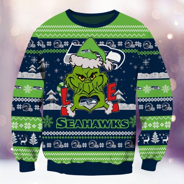 Seattle Seahawks Grinch Love Knitted Sweater