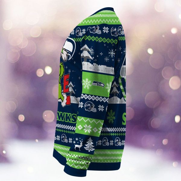 Seattle Seahawks Grinch Love Knitted Sweater