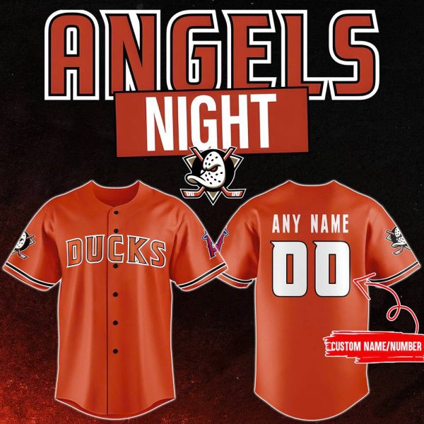 Anaheim Ducks x 2024 Angels Day Orange Baseball Jersey