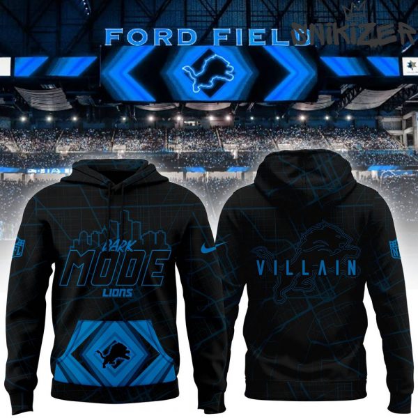 Detroit Lions Back In Black Dark Mode Hoodie