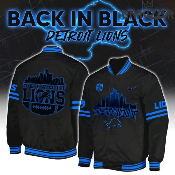 Detroit Lions Back In Black Special Edition Baseball Jacket