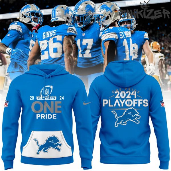 Detroit Lions Play Offs 2024 One Pride Blue Hoodie