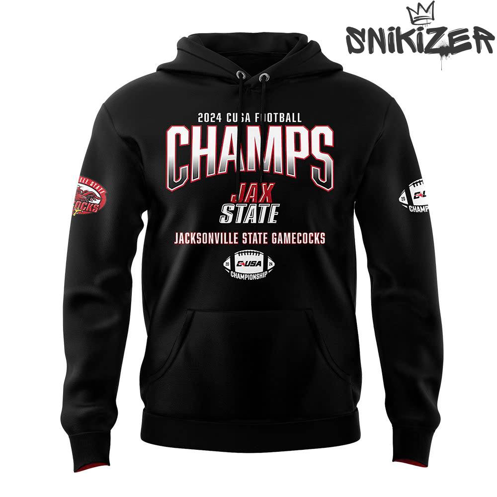 Jacksonville State Gamecocks 2024 Conference USA Champions Black Hoodie Jacksonville State Gamecocks 2024 Conference USA Champions Black Hoodie