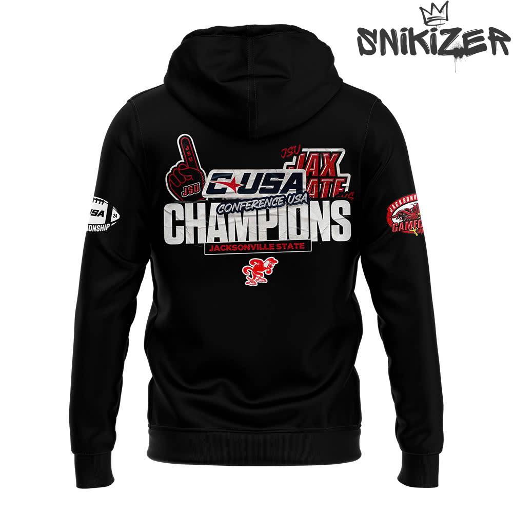 Jacksonville State Gamecocks 2024 Conference USA Champions Black Hoodie Jacksonville State Gamecocks 2024 Conference USA Champions Black Hoodie