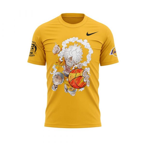 Los Angeles Lakers x Luffy Gear 5 One Piece Yellow Shirt