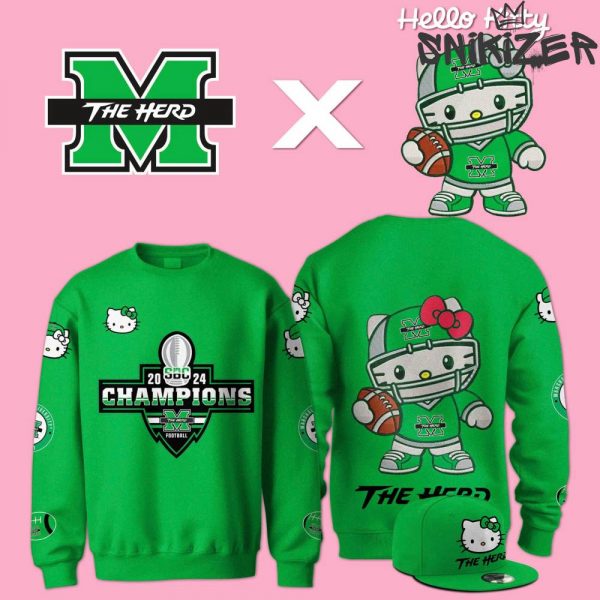 Marshall Thundering Herd 2024 Sun Belt Conference Champions x Hello Kitty Sweatshirt