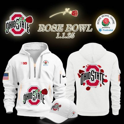 Ohio State Buckeyes x Rose Bowl Game White Quarter Zip Hoodie