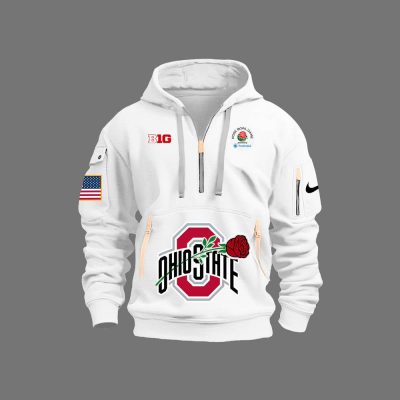 Ohio State Buckeyes x Rose Bowl Game White Quarter Zip Hoodie