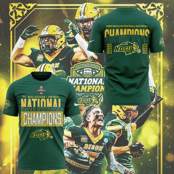 NDSU Football 2024 NCAA FCS Football National Champions Green Shirt