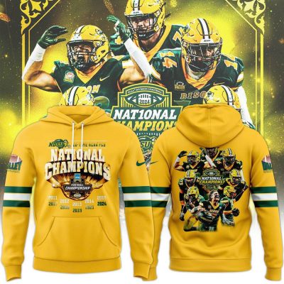 NDSU Football 2024 NCAA FCS Football National Champions Yellow Hoodie