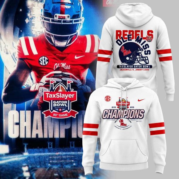 Ole Miss Rebels Gator Bowl Champions White Hoodie