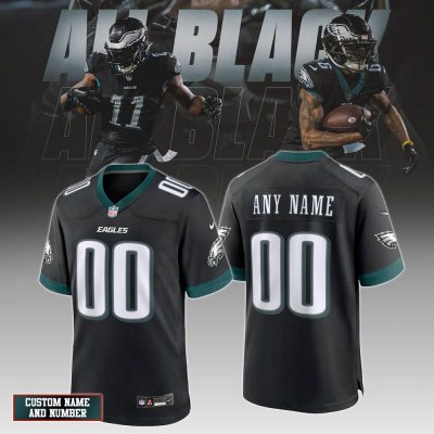 Philadelphia Eagles Carbon Black Fashion Game “All Black” Football Jersey