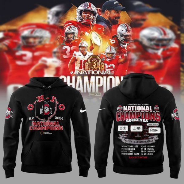 Ohio State Buckeyes 2024 College Football Playoff National Champions Black Hoodie