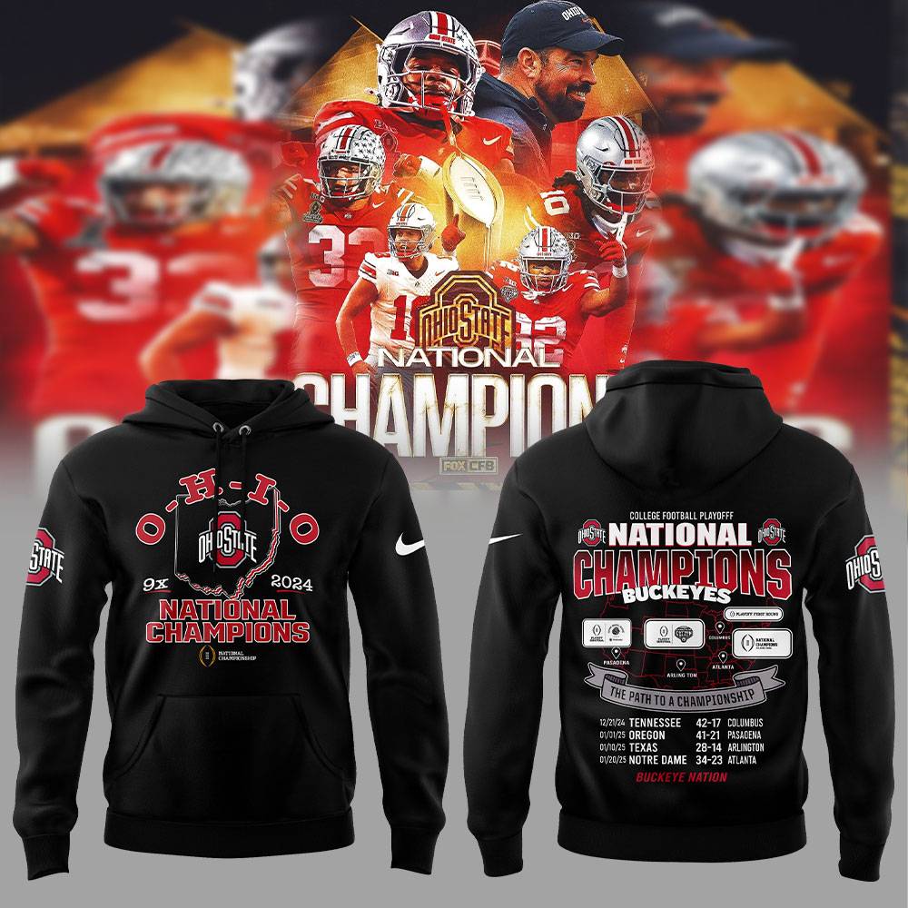 Ohio State Buckeyes 2024 College Football Playoff National Champions Black Hoodie Ohio State Buckeyes 2024 College Football Playoff National Champions Black Hoodie